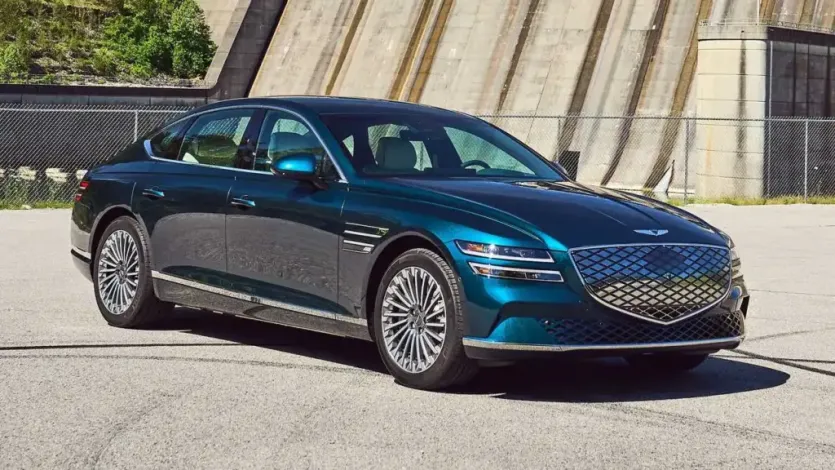 2023 genesis electrified g80 exterior front quarter 5